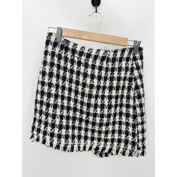 Anthropologie J.O.A Black White Tweed Mini Wrap Skirt Womens Size Small NWT - Picture 2 of 10